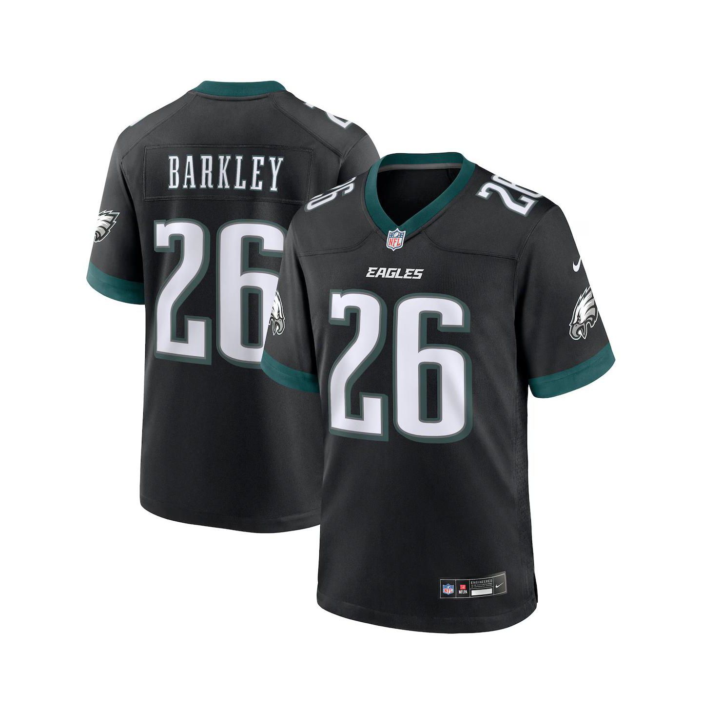 Мужской топ Nike Saquon Barkley Philadelphia Eagles Alternate Game Jersey, цвет: Чёрный — фото 1