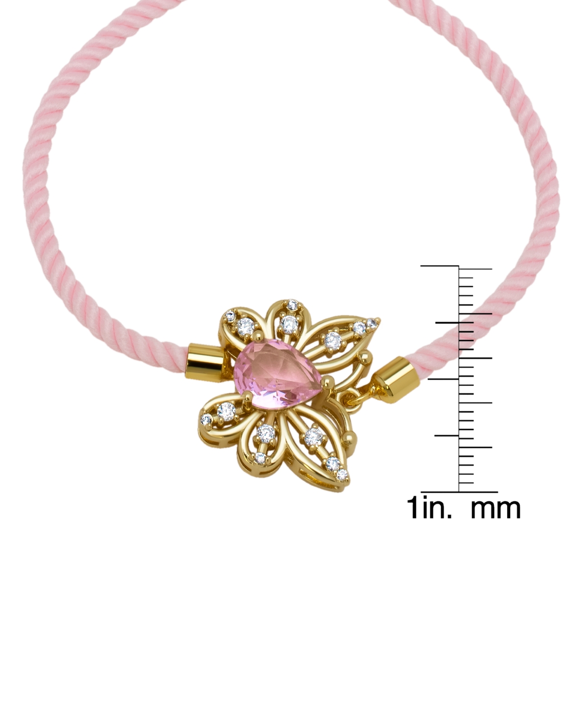 Macy's Pink Cubic Zirconia Butterfly Pink Adjustable Bracelet