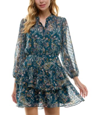 Joseph Ribkoff Women's Signature Embroidered Chiffon Fit And Flare Dress With Sash Belt 261738 Col 4373 main image 1