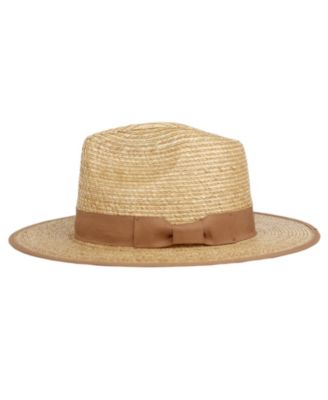 Palm Braid Wide Brim Panama Fedora Sun Hat with Grosgrain Band