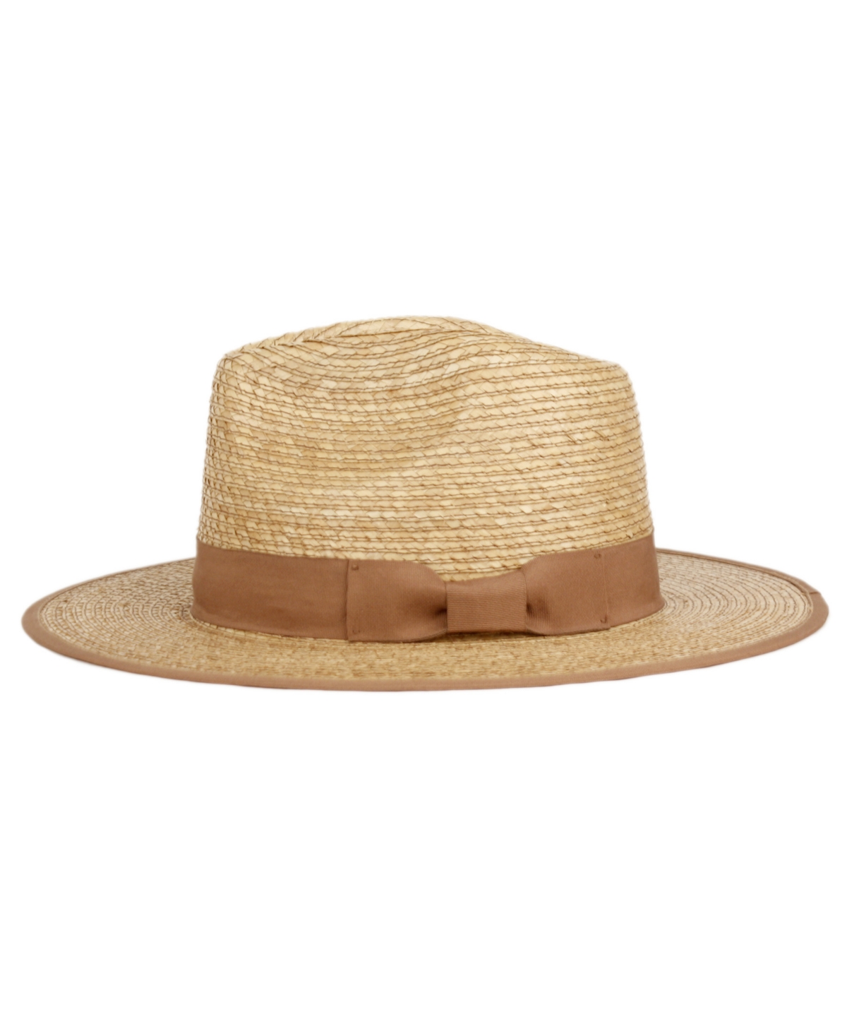 Angela & William Palm Braid Wide Brim Panama Fedora Sun Hat With Grosgrain Band In Natural
