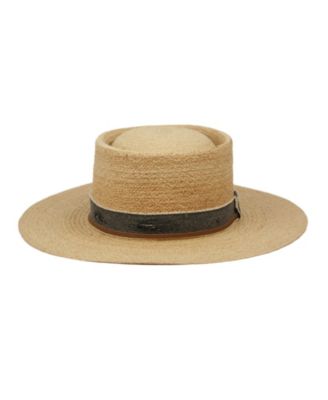 Wide Flat Brim Straw Pork Pie Hat