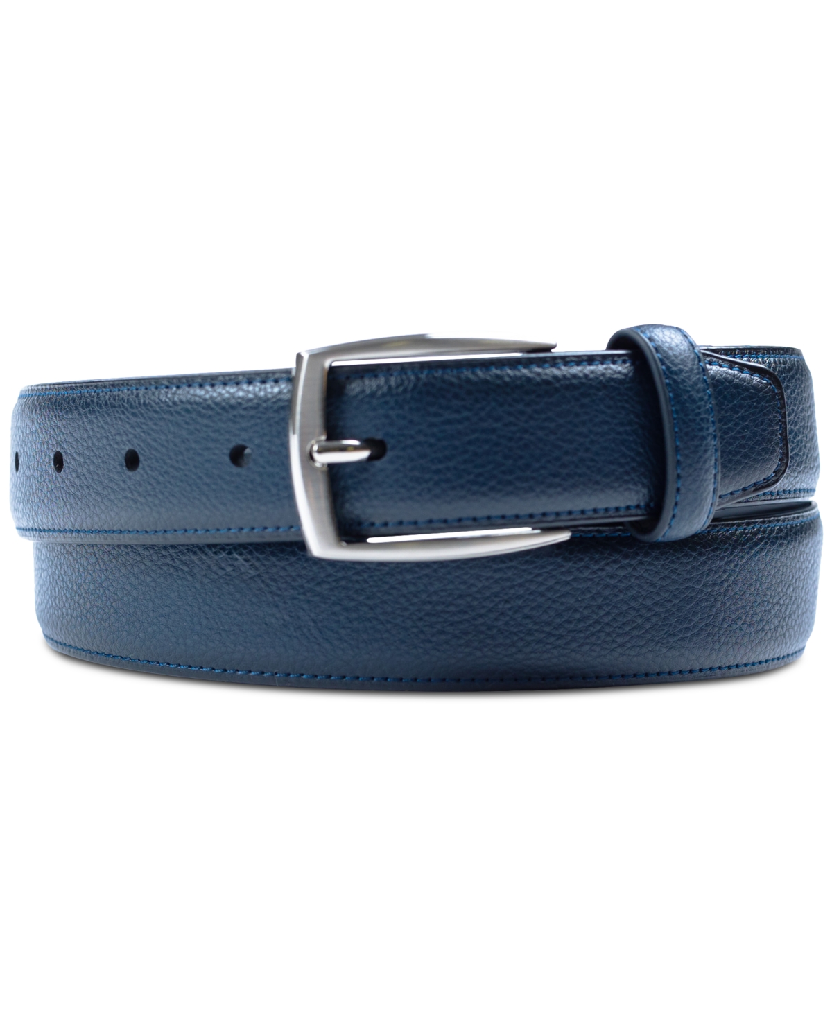 Men's Faux Leather Pebble Grain Stretch Belt, Created for Macy's - Cognac