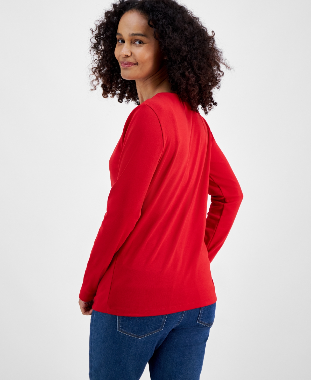 Holiday Lane Petite Scottie Walk Long-Sleeve Tee, Created for Macy's