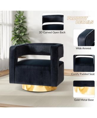 Carisa Contemporary Swivel 29.5" W Barrel Chair with Metal Base