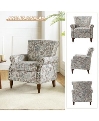 Avelina Wooden Armchair with Nailhead Trim