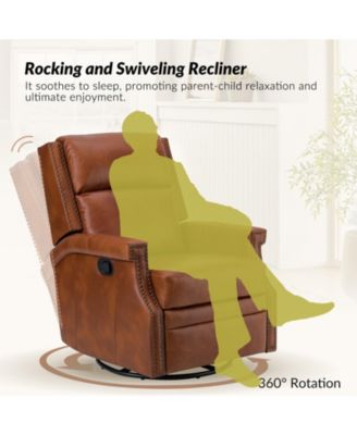 Echidna Transitional Genuine Leather Swivel Rocker Recliner