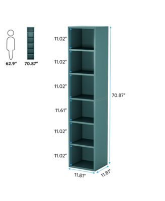 70.9 Inch Tall Narrow Bookcase Set of 2, Rustic Corner Bookcase with Storage, 6 Tier Cube Display Shelves for Home Office