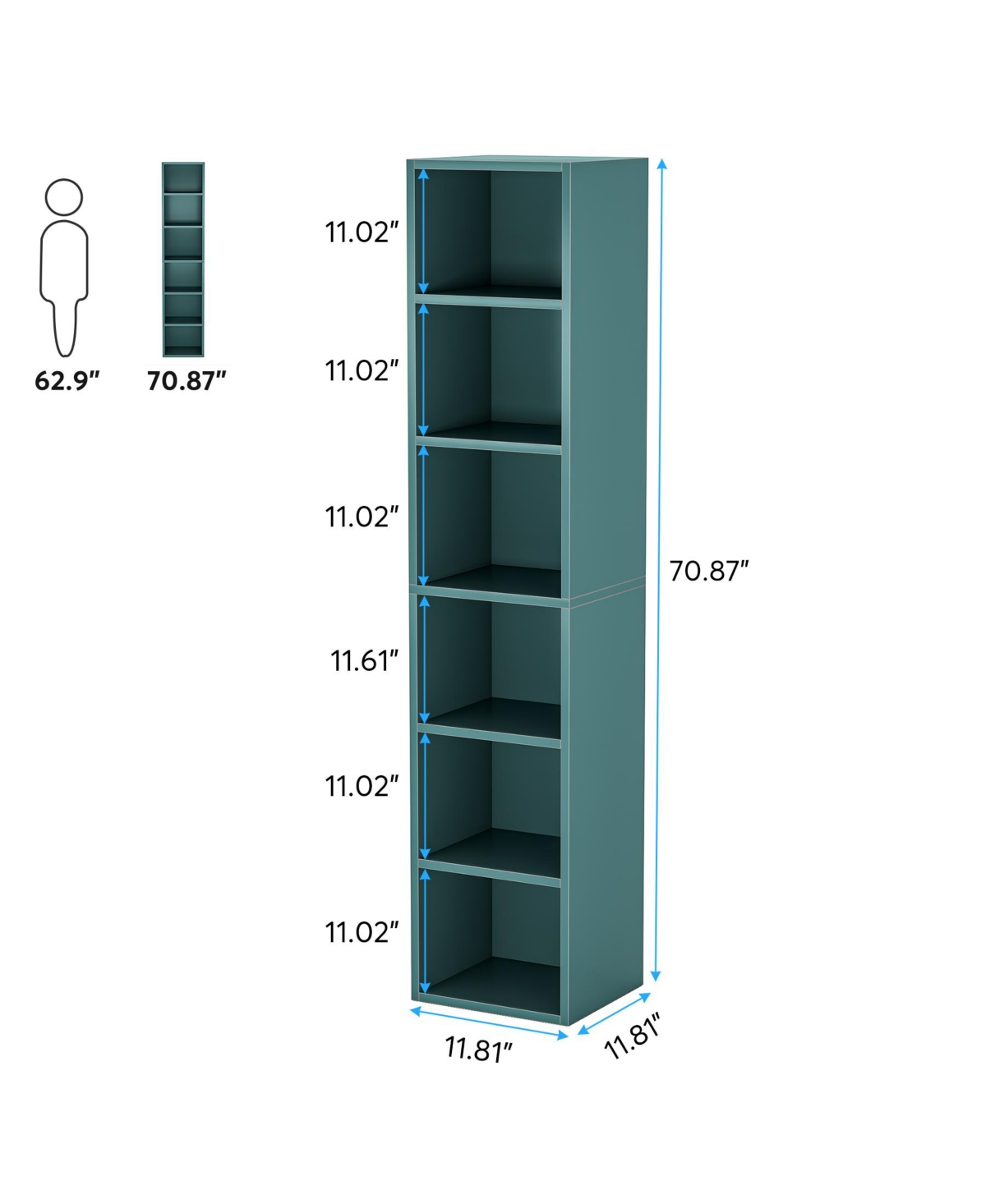Tribesigns 70.9 Inch Tall Narrow Bookcase Set of 2, Rustic Corner Bookcase with Storage, 6 Tier Cube Display Shelves for Home Office