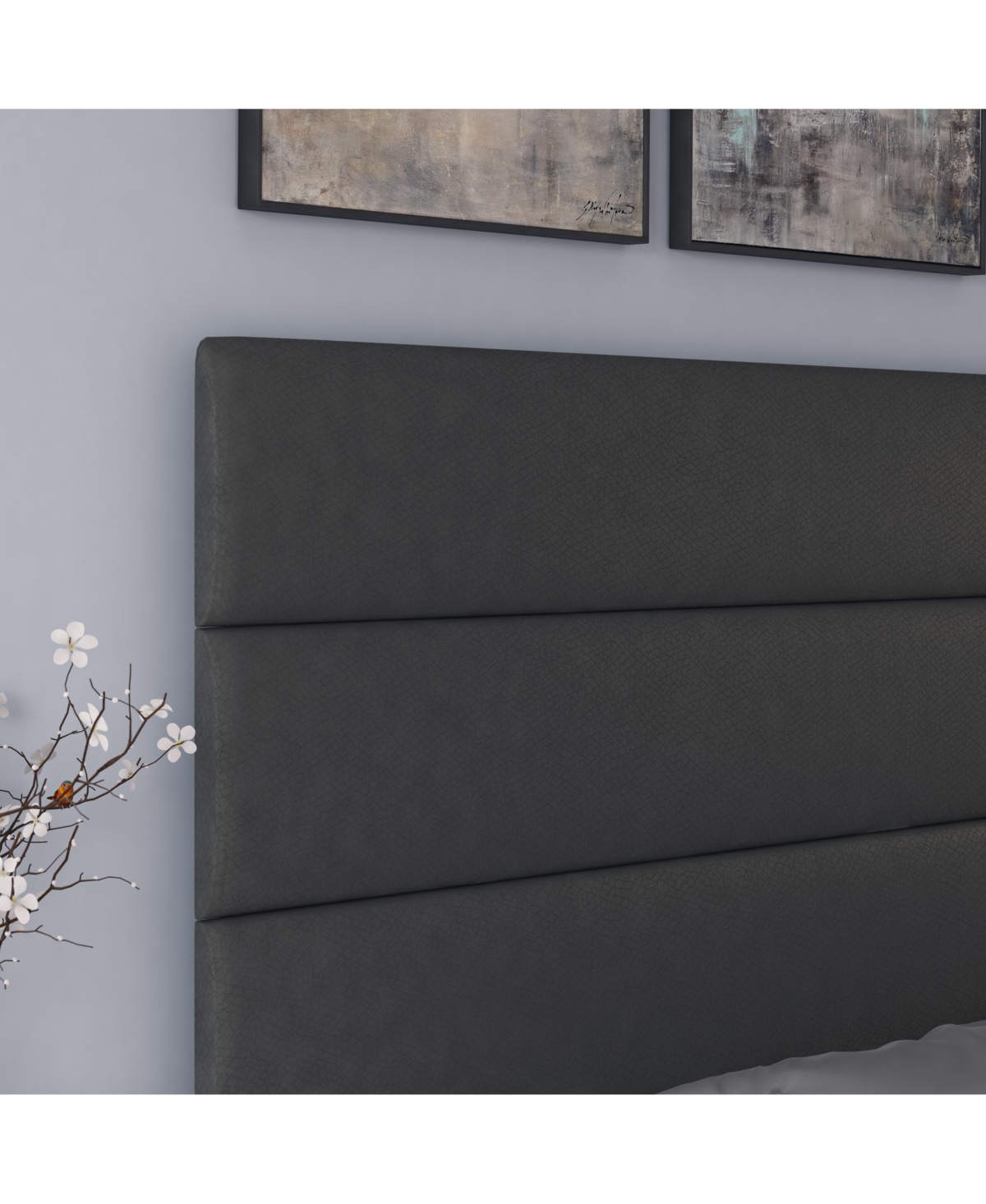 Boyd Sleep Piedmont Leatherette Upholstered Platform Bed Frame with Adjustable Headboard