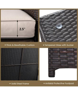 8PCS Outdoor Patio Rattan Furniture Set Cushioned Loveseat Storage Table