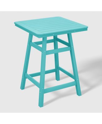 5-Piece HDPE Outdoor Patio Dining Bar Bistro Table Set with Counter High Stools