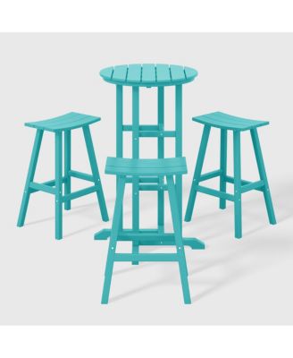 Outdoor Patio Bar Height Table and Bar Stool 4-Piece Dining Set