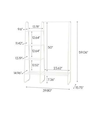 Metal Garment Rack with Metal Mesh Shelves, White