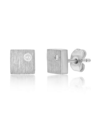 Stainless Steel, Set of 3 CZ Stud Earrings