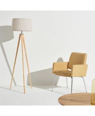 Emma 61" LED Contemporary Tripod Floor Lamp with Wooden Legs