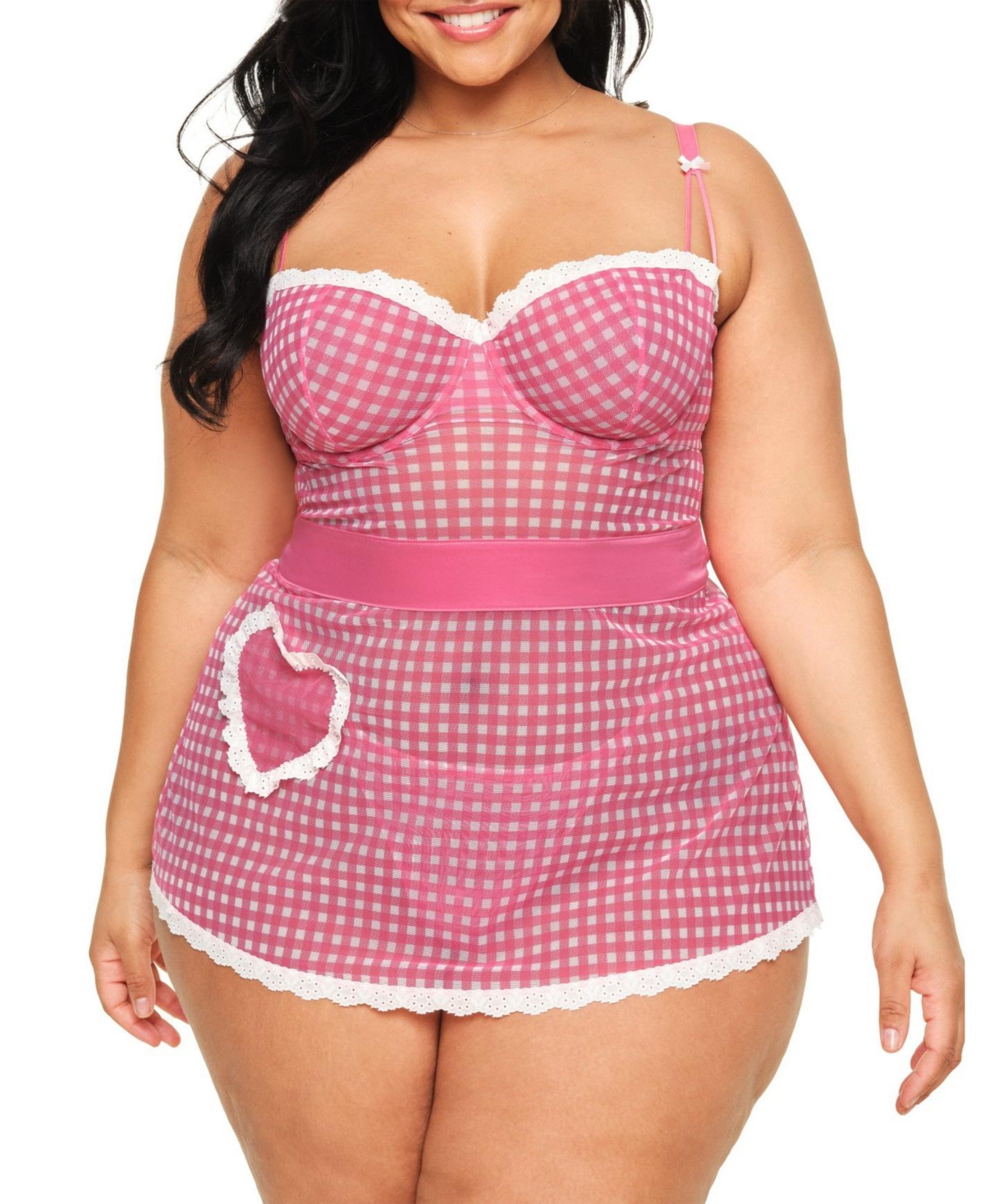 Adore Me Plus Size Lola Apron Babydoll & G-String Set Lingerie
