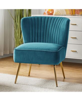 Velvet Accent Chair with Gold Metal Legs for Bedroom Guest Room Vanity