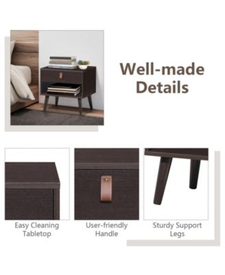 Nightstand Bedroom Table with Drawer Storage Shelf