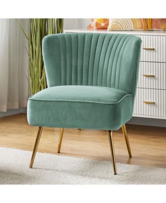 Velvet Accent Chair with Gold Metal Legs for Bedroom Guest Room Vanity