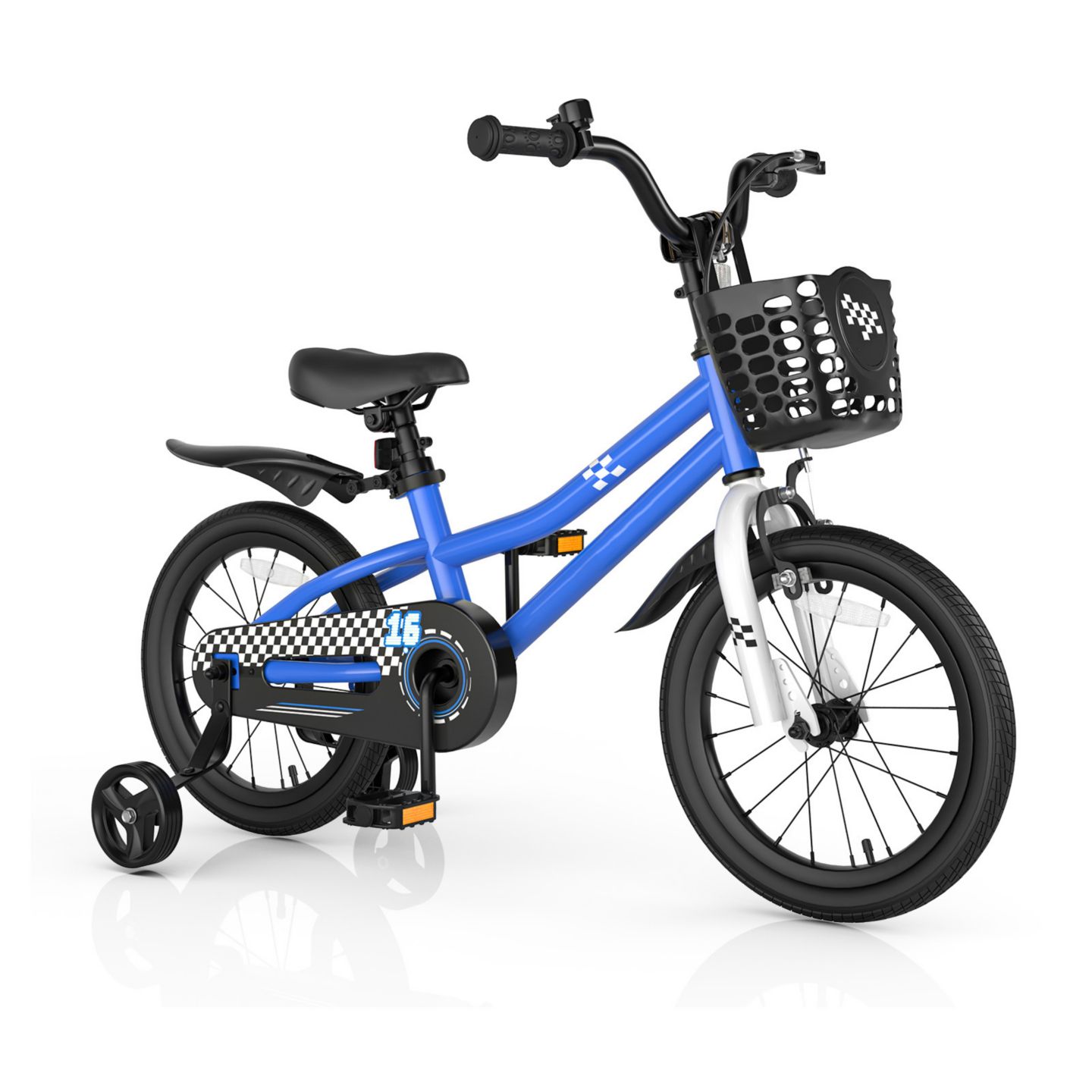 Детская игрушка Slickblue 16 Inch Removable Training Wheels Kids Bike, 4–7 лет, цвет: Тёмно-синий — фото 1