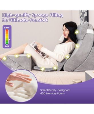 7 Pieces Bed Wedge Pillow Set with Memory Foam and Washable Cover