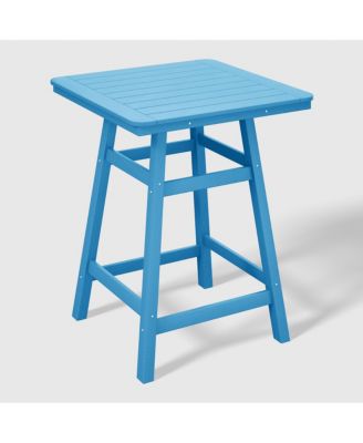 5-Piece HDPE Outdoor Patio Dining Bar Bistro Table Set with Counter High Stools