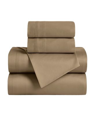 650-TC Egyptian Cotton Solid Deep Pocket Sheet Set, Queen