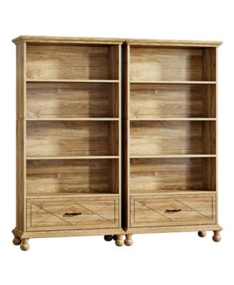 6-Shelf Bookcase Set of 2, 71 Inch Tall Floor Standing Bookshelf, 6-Tier Large Open Display Storage Book Shelf