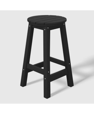 24" HDPE Outdoor Patio Round Counter Height  Stool Set of 2