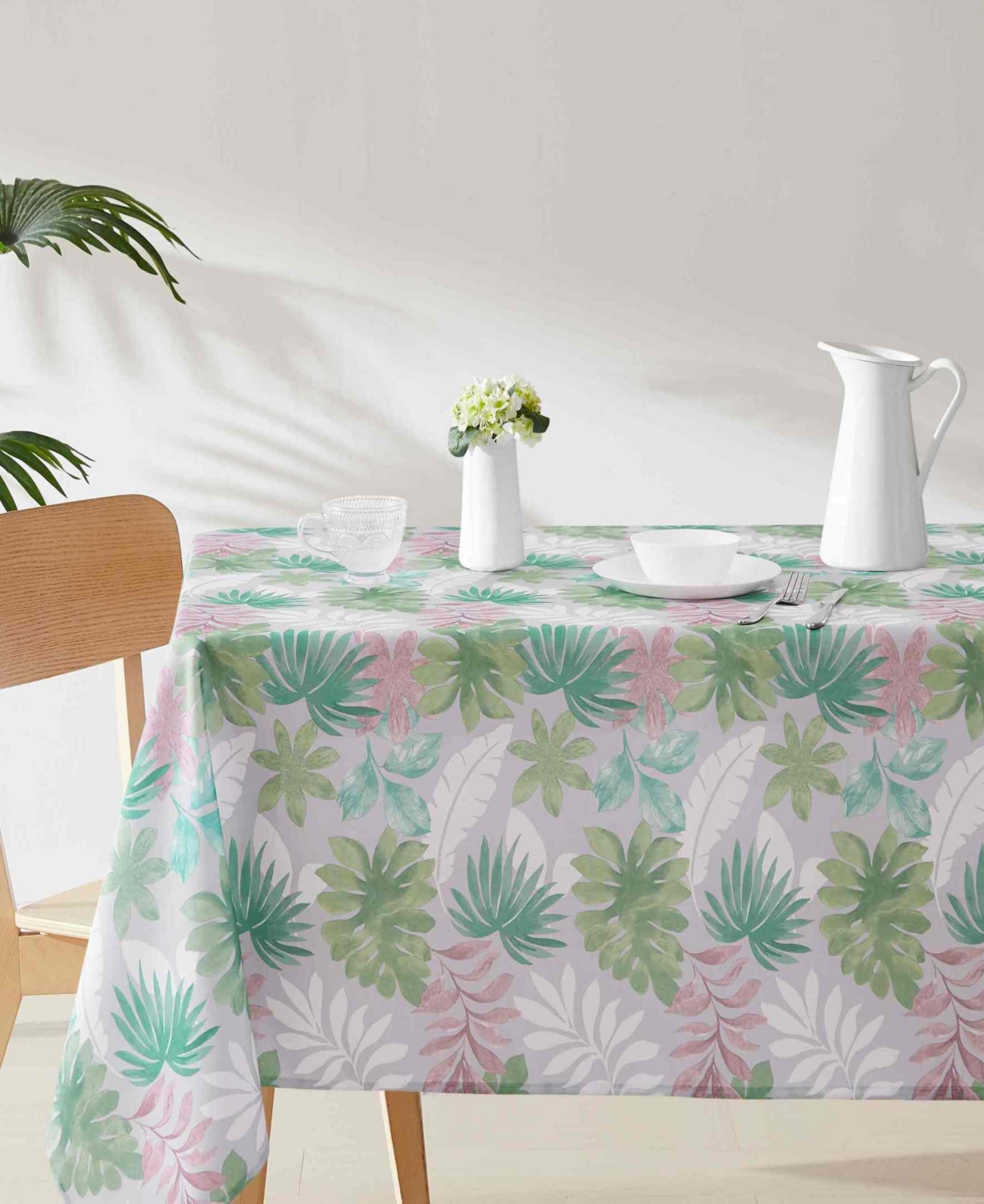 Avanti Cove Palm Water-resistant Indoor And Outdoor Tablecloth, 60" X 120" Rectangle In Multicolor