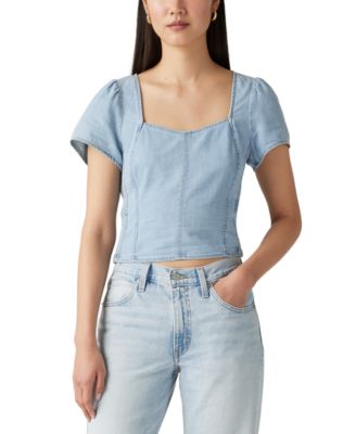 Levi's - Women's Opehlia Denim Puff-Sleeve Corset Top