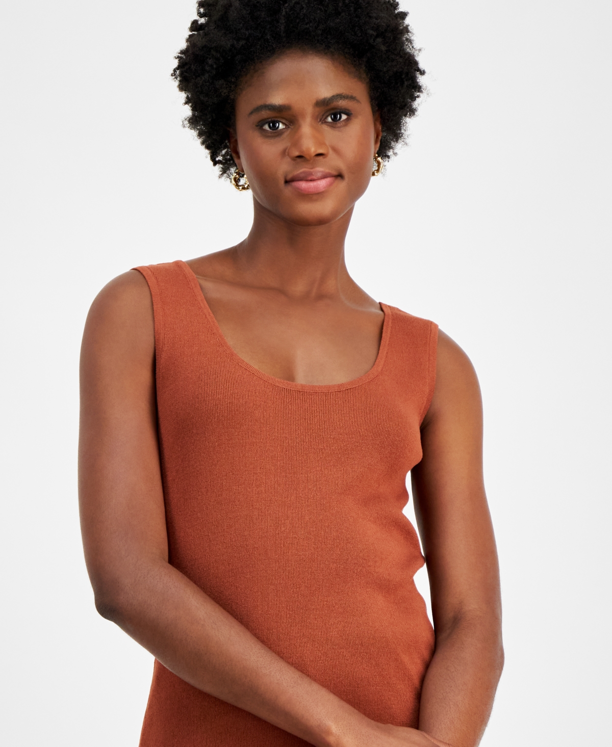 Tahari Asl Women's Ribbed Scoop-Neck Sweater Tank