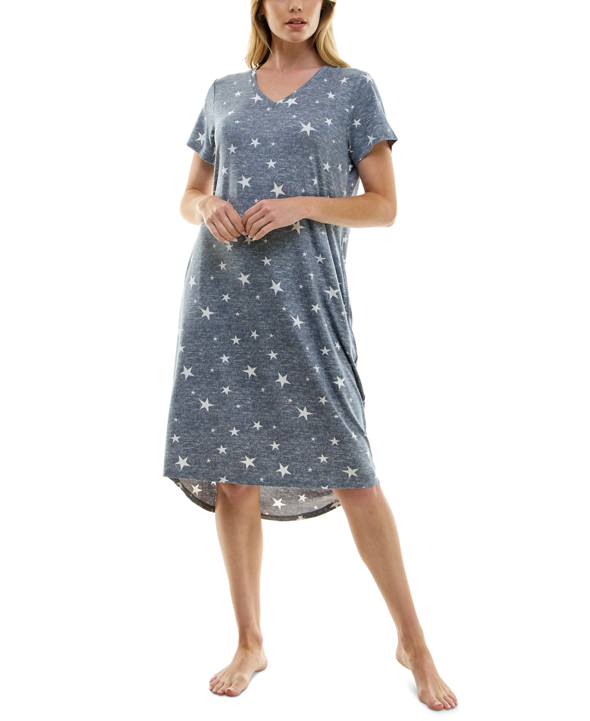 Women's Short-Sleeve V-Neck Sleep Dress - Laurel Ditsy