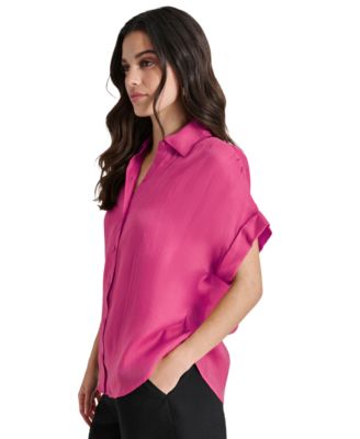 Chemise Femme Daryl K - Taille S, Manches Courtes, Coton, Couleur Bleu/noir, Vintage Et Coupe Extra-slim
