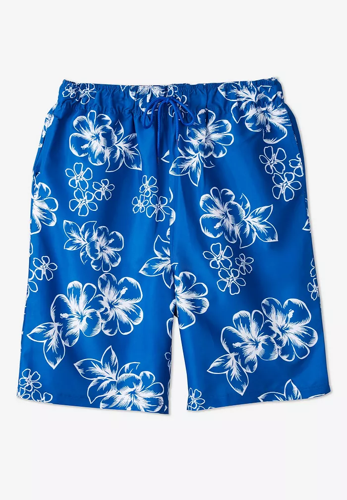 Big & Tall Hibiscus Print 8" Swim Trunks - thumbnail 9