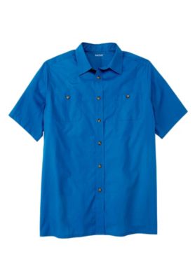 Big & Tall Solid Wrinkle-Resistant Short Sleeve Button Down