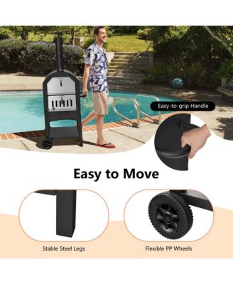 Wood Fire Outdoor Pizza Oven Grill with Pizza Stone and Waterproof Cover