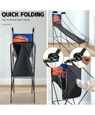 Foldable Single Shot Basketball Arcade Game W/Electronic Scorer 3 Basketballs