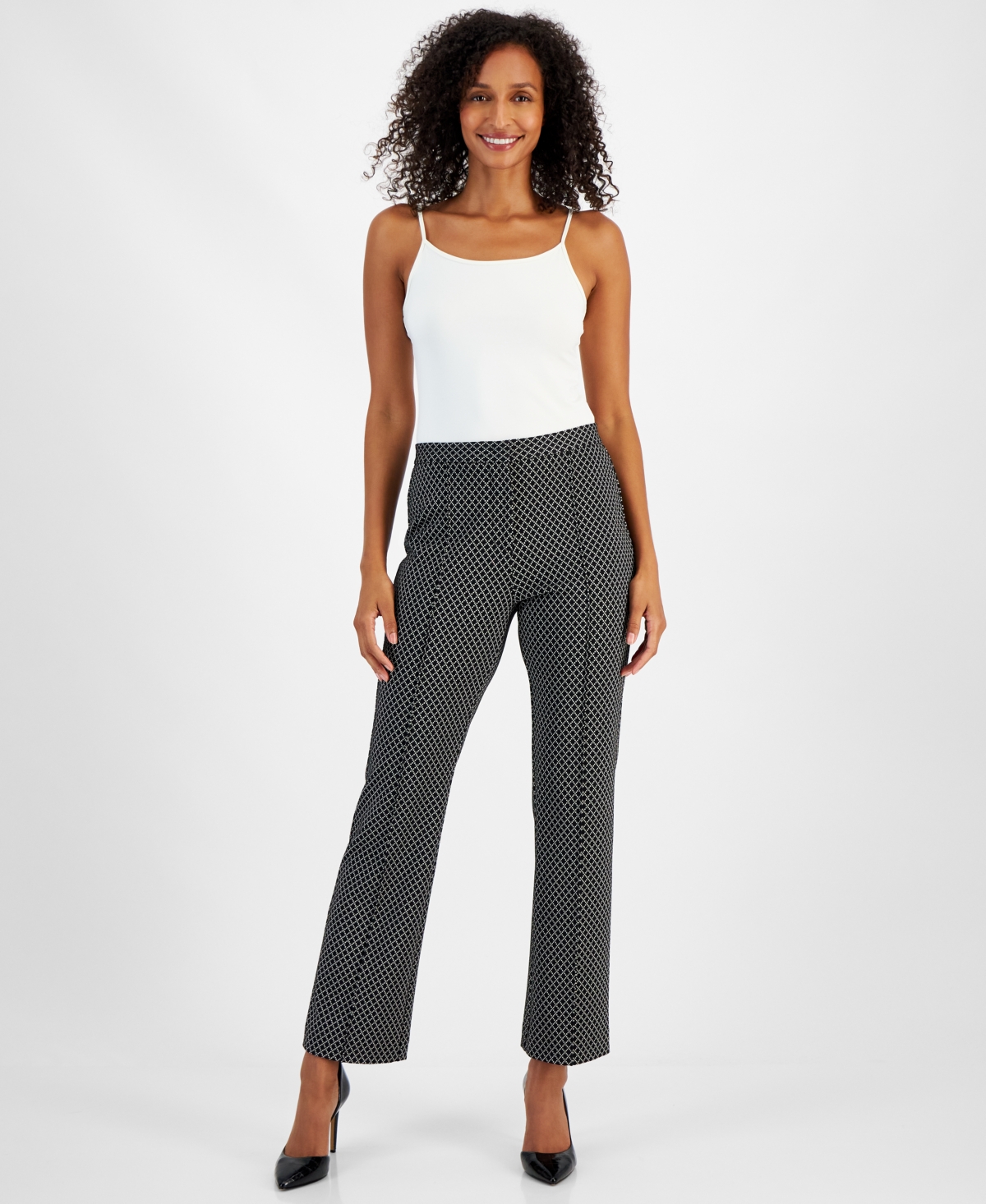 T Tahari Women's Printed Straight-Leg Pants