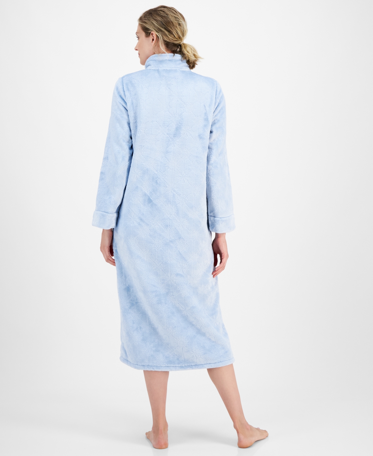 Charter Club Women's Long Snowflake Embossed Zip-Front Robe, Created for Macy's