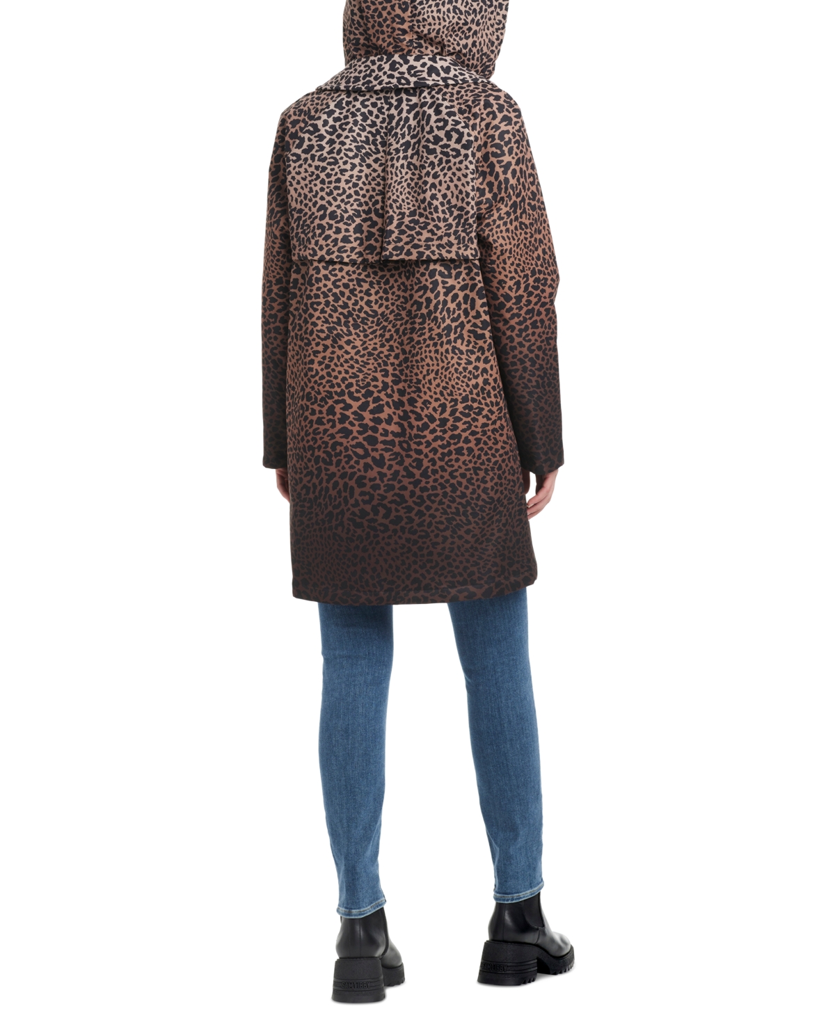 Kate Spade New York Women's Hooded Leopard-Print A-Line Raincoat