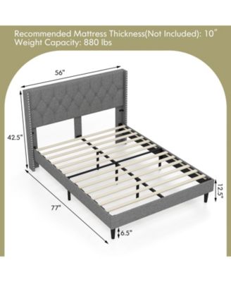 Full Size Upholstered Platform Bed with Button Tufted Headboard-Full Size