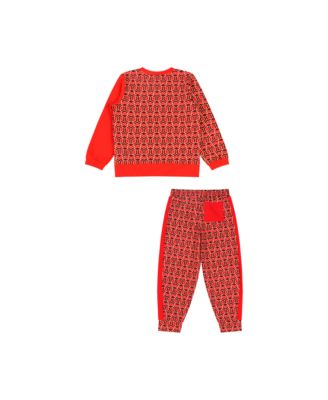 Boys Crewneck Sweatshirt and Jogger Pants Set - Red Multicolor