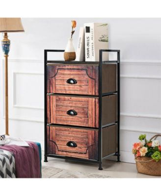 Industrial 3-Layers Fabric Dresser with Fabric Drawers and Steel Frame