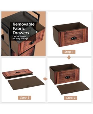 Industrial 3-Layers Fabric Dresser with Fabric Drawers and Steel Frame