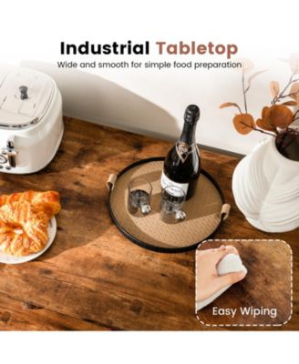 47.2" x 23.6" 3 Shelves Kitchen Island Industrial Prep Table with Bottom Wine Rack