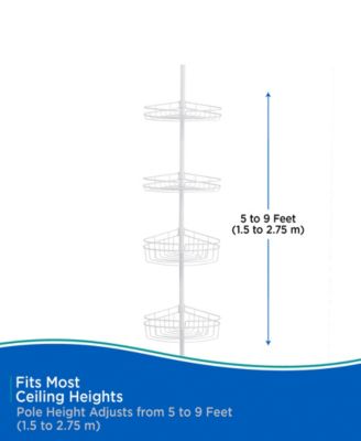 4-Tier Spring Tension Razor Holder Shower Corner Pole Caddy