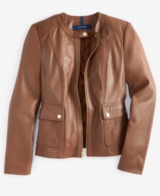 Cole Haan Women's Zip Front Fully Lined Leather Coat - ShopStyle