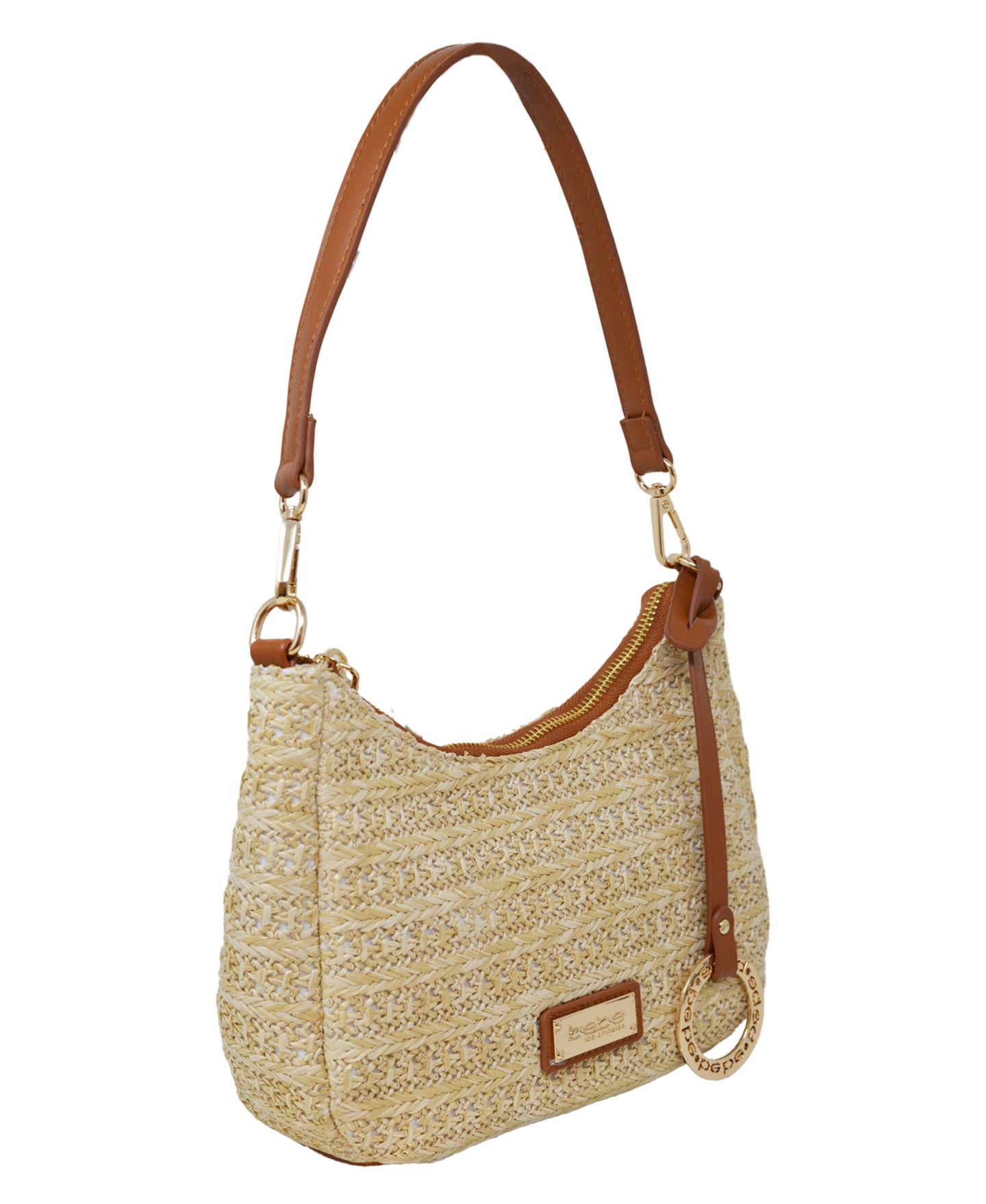 Женская сумка Bebe Eva Straw Small Shoulder, цвет: Натуральный / Коньячный — фото 2
